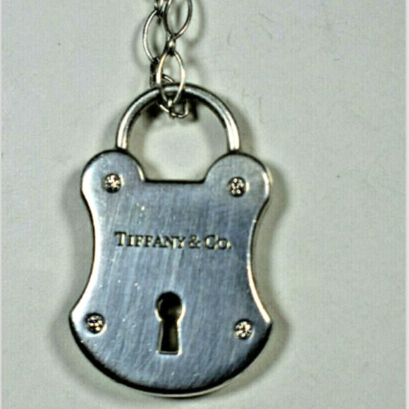 Tiffany &Co DIAMOND Arc Lock Padlock Pendant Necklace RARE - Picture 1 of 5